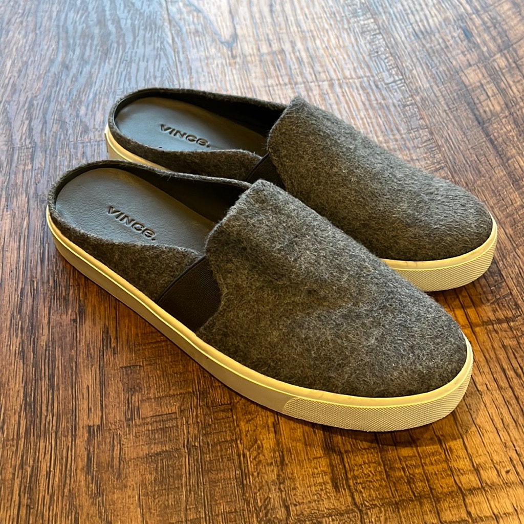 Vince Grey Felt Flannel Blair Mule Slip-On Sneaker Size 7.5